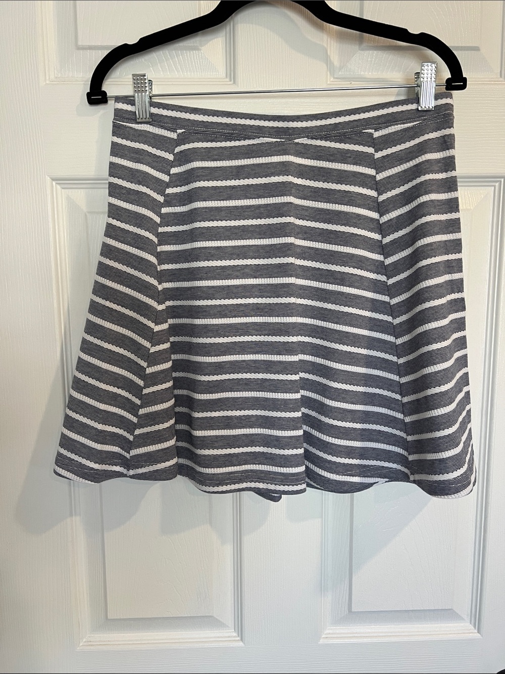 Striped Navy and White A-Line Skirt